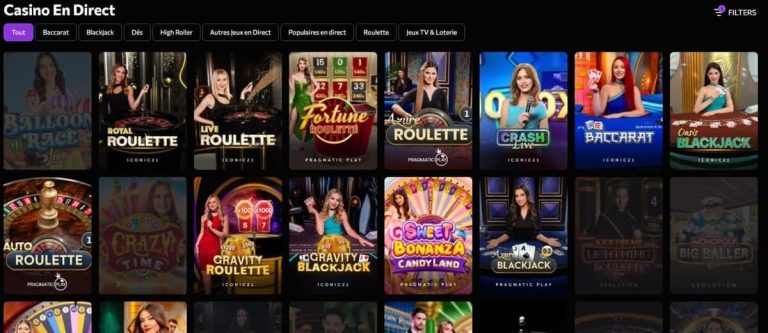 Instasino Casino jeux live