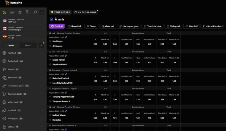 Instasino Casino paris sportifs